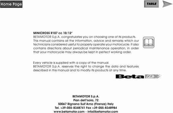 Product picture BETA R107 OWNER MAINTENANCE MANUAL
