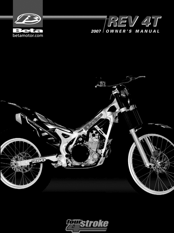 Product picture BETA REV 4T REV4T OWNER MAINTENANCE MANUAL