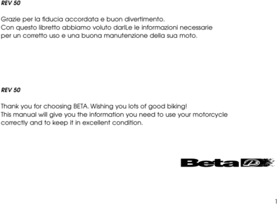 Product picture BETA REV50 REV 50 OWNER MAINTENANCE MANUAL