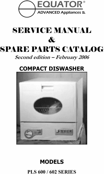 Product picture COMPACT DISHWASHER PLS 600  602 SERIES SERVICE MANUAL
