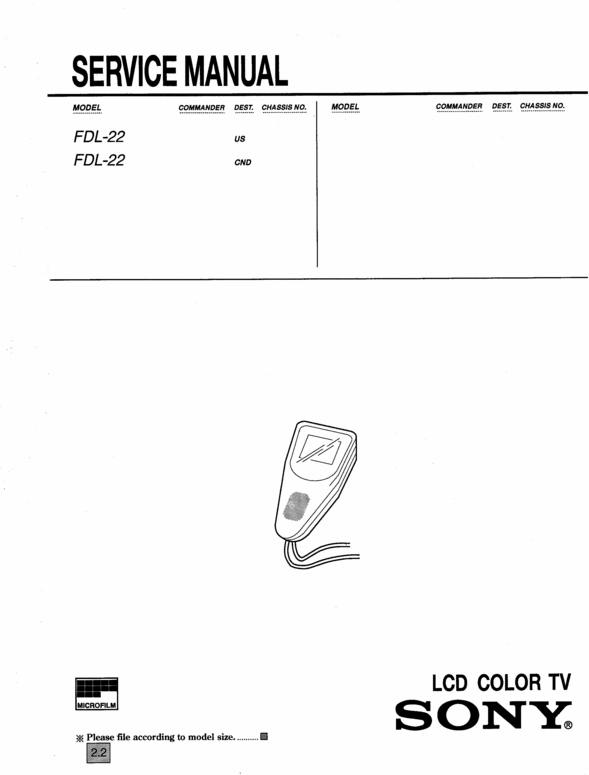 Product picture SONY FDL-22 SERVICE MANUAL MINI TV