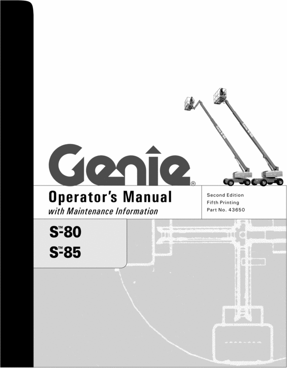 Product picture GENIE S-80 S-85 S80 Operators Manual Maintenance Information