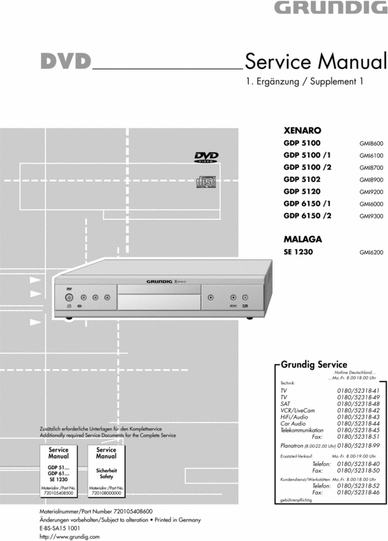 Product picture GRUNDIG XENARO MALAGA SERVICE MANUAL
