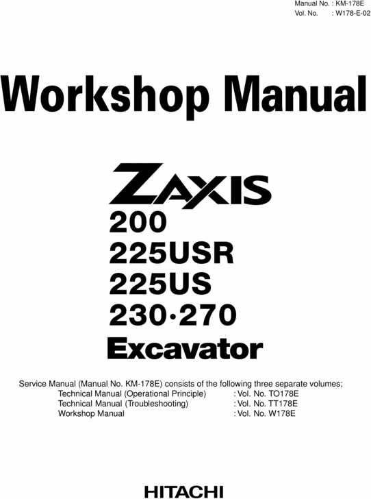 Product picture ►► 3 MANUALS ◄◄ Hitachi Excavator Workshop Service Repair Manual 200 225USR 