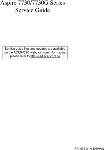 Product picture ASPIRE 7730 7730G LAPTOP SERVICE MANUAL